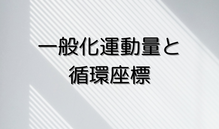 一般化運動量と循環座標についての記事のサムネイルです。